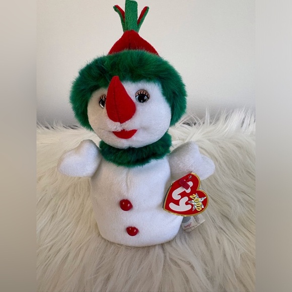 Ty Festive Snowgirl Plush - White, Green, and Red - Picture 2 of 7